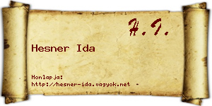 Hesner Ida névjegykártya